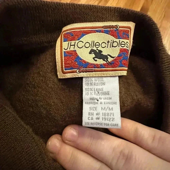 VINTAGE x JH COLLECTIBLES Womens Equestrian Paisley Print Brown Sweater l SIZE M - Picture 5 of 8